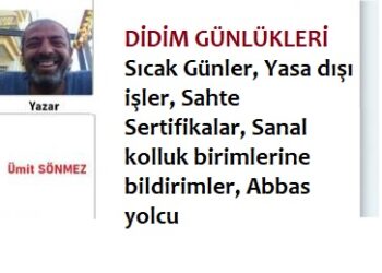 Didim Günlükleri(XIV) – Sıcak Günler, Yasa dışı işler, Sahte Sertifikalar, Sanal Kolluk Birimlerine Bildirimler, Abbas Yolcu