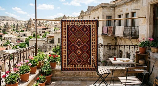 Balkonda Asılı Kilim